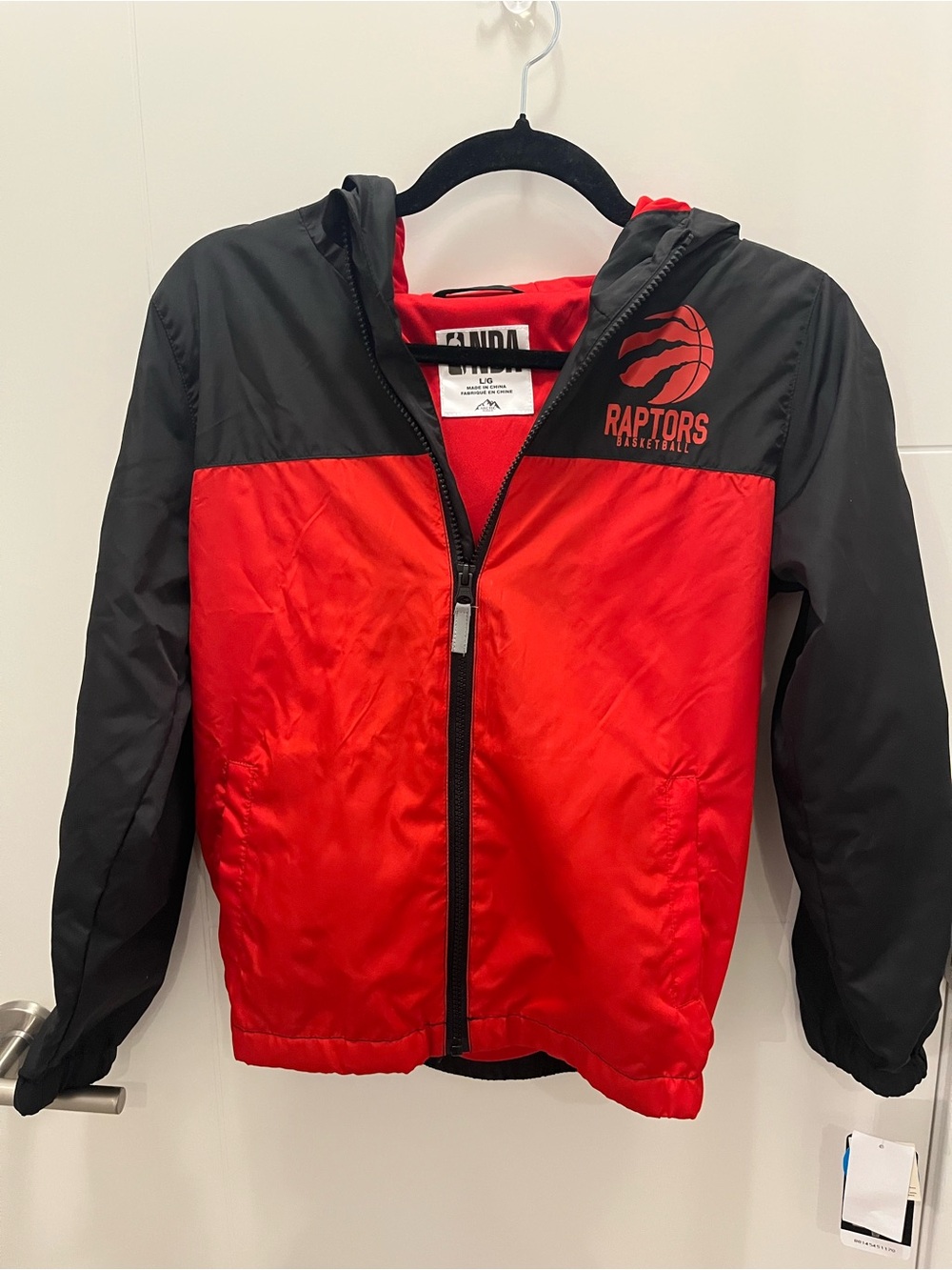 NWT NBA Toronto Raptors Kids Red and Black Windbreaker- Large